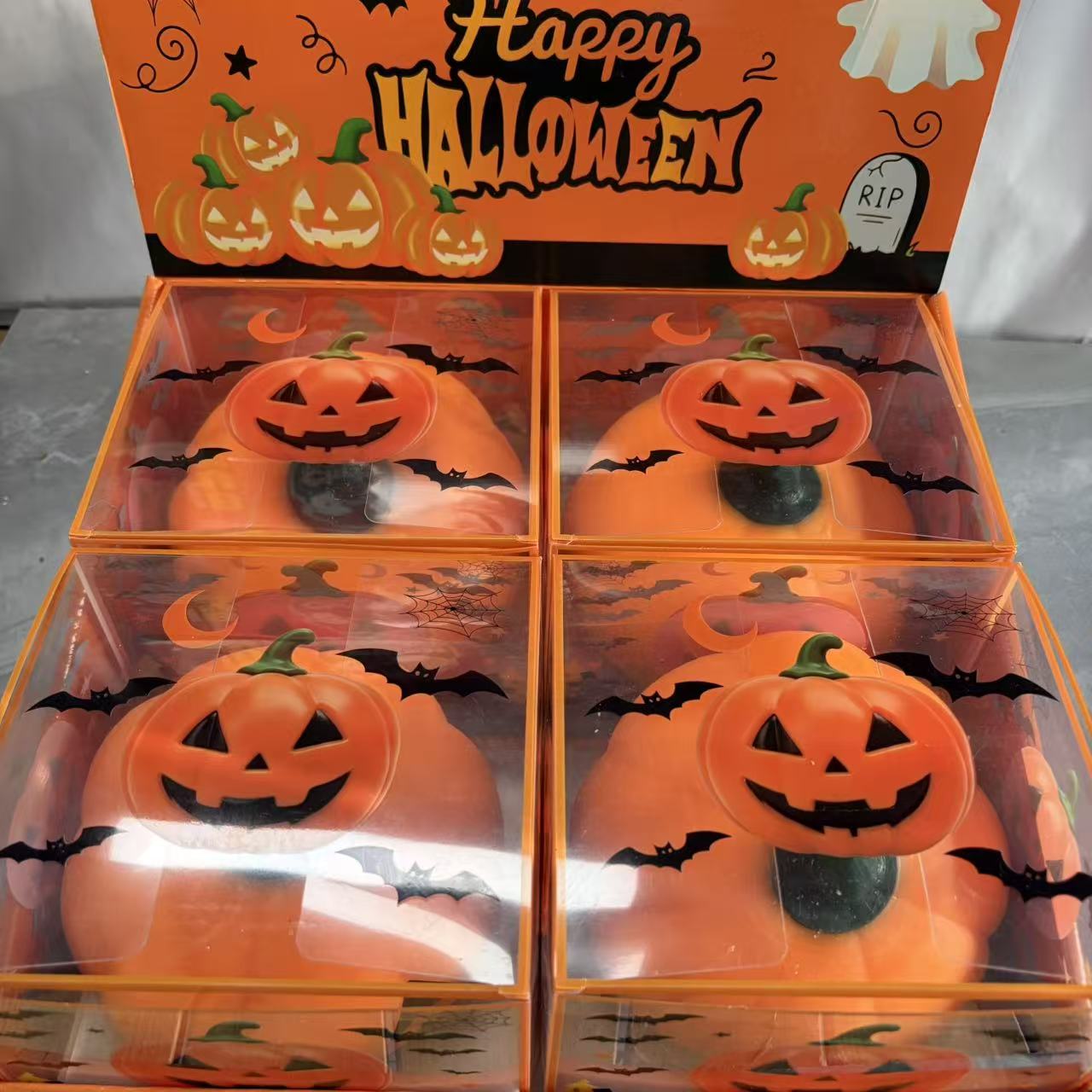 Halloween Pumpkin Squeeze Squishy Toy Gift Box TPR Stress Relief Fidget Toy for Kids Halloween Decoration Party Gift Wholesale