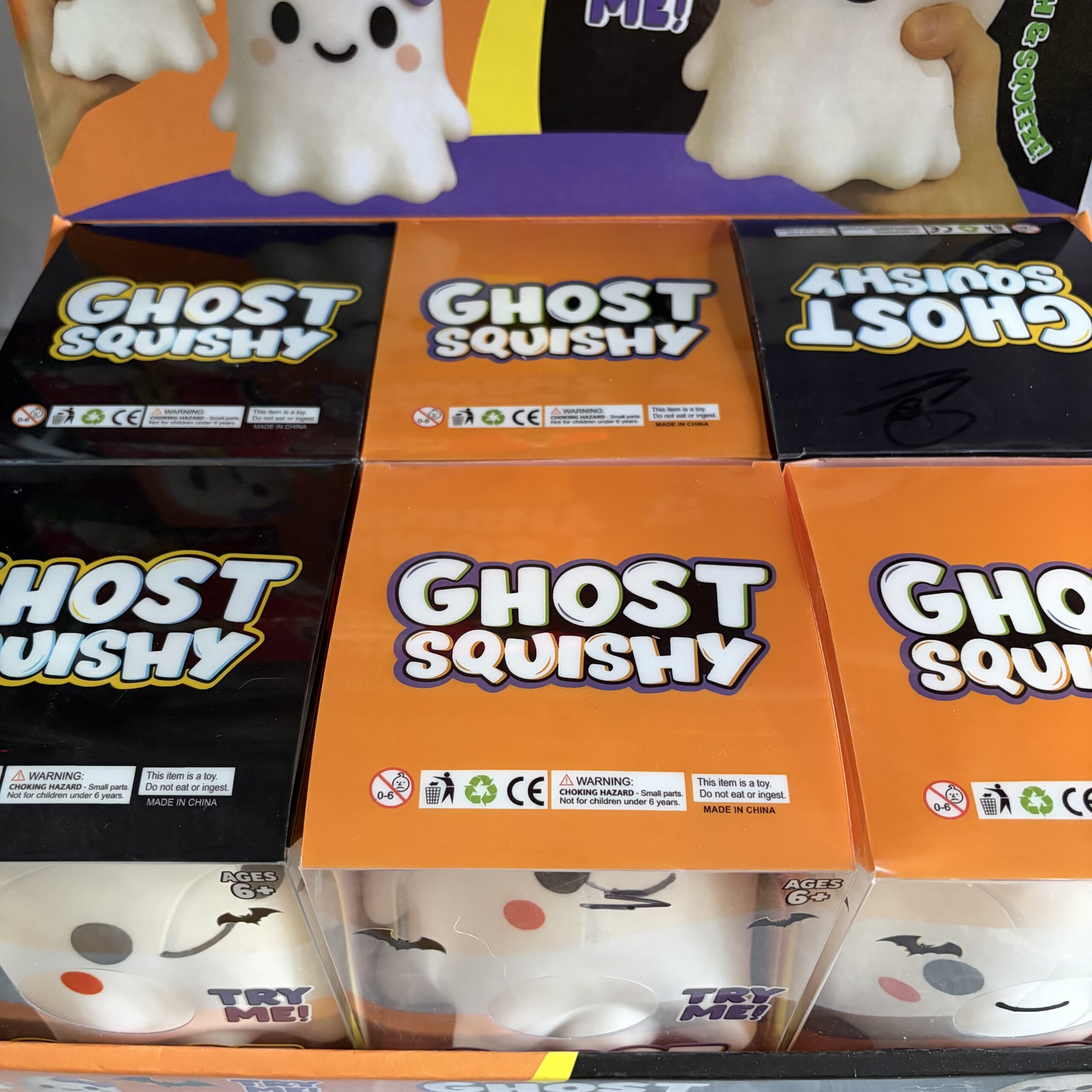 2 Styles Ghost Squishy Squeeze Toy TPR Slow Rebound Halloween Fidget Toy for Kids Party Gifts