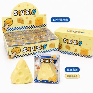 Cute Triangle Cheese Squishy Toy | Food Shape Squeeze Stress Relief Fidget Toy