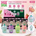 Glitter Filled Drink Cup Squishy Toy Strawberry Milk Tea Cup Squeeze Toy Super Squishy Stress Relief Sensory Fidget Toy for Kids Adults view 1