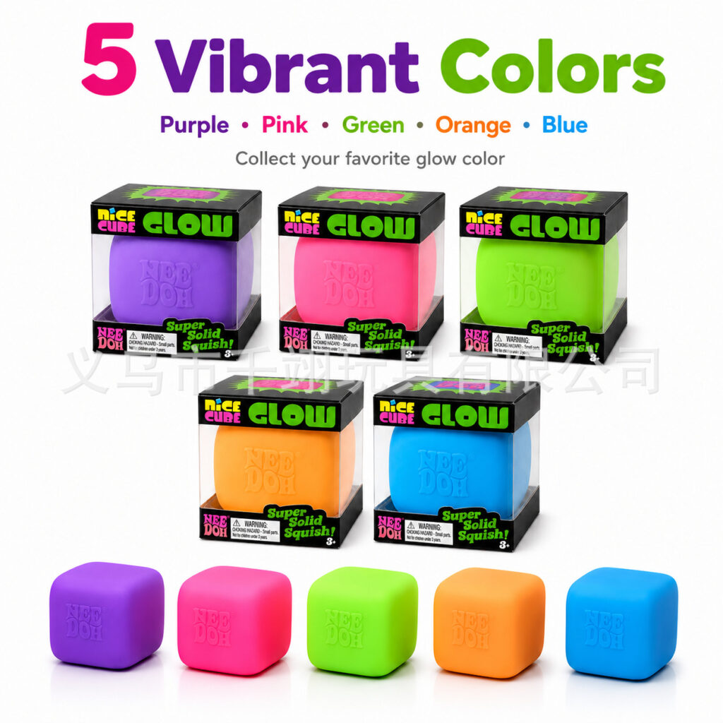 NeeDoh Nice Cube Glow Squishy Cube Glow In The Dark Super Solid Squish Squeeze Toy Luminous Stress Relief Sensory Fidget Toy