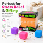 NeeDoh Nice Cube Glow Squishy Cube Glow In The Dark Super Solid Squish Squeeze Toy Luminous Stress Relief Sensory Fidget Toy view 3