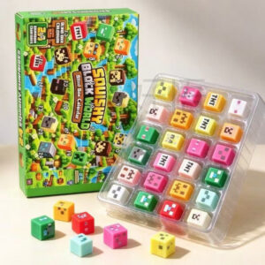 24 Days Minecraft Block Squishy Advent Calendar Blind Box, Slow Rising TPR Squeeze Fidget Cube Toy, Stress Relief Sensory Surprise Countdown Gift Set for Kids Party Favor