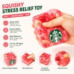 Starbucks Cube Water Bead Squishy Toy Simulated Strawberry Lemonade Drink Squeeze Fidget Toy Transparent Gel Stress Relief Sensory Toy for Kids Adults view 3