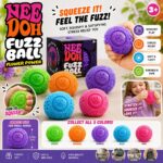 NeeDoh Fuzz Ball Flower Power Smiley Face Fuzzy Squeeze Toy Soft Spiky Sensory Fidget Stress Relief Ball Collectible Toy for Kids Adults view 3
