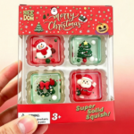 Needoh Christmas Squishy Set 4 Pack Cute Snowman Santa Xmas Tree Wreath Stress Relief Fidget Toys Holiday Gift for Kids view 1