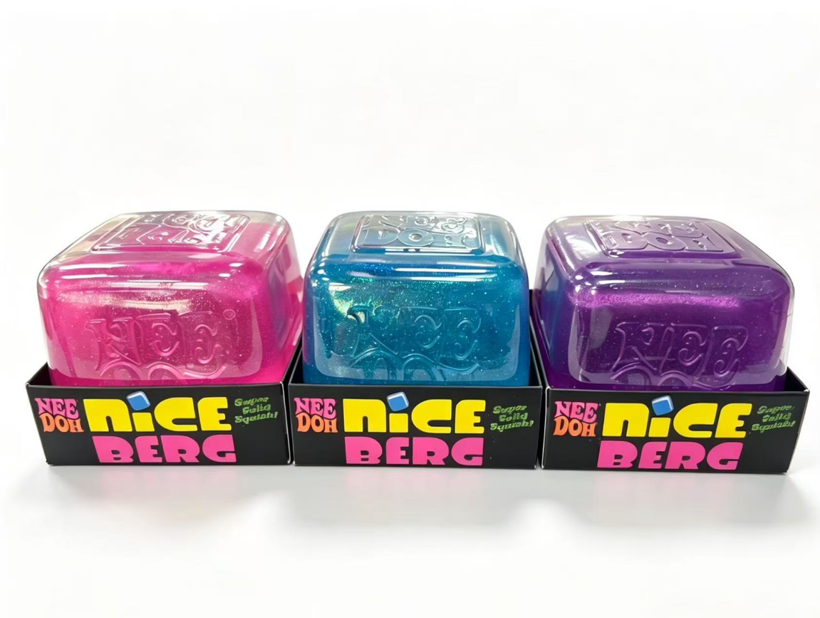 Nee Doh Nice Berg Glitter Ice Cube Fidget Toy Super Solid Squish Slow Rebound Stress Relief Giant Squeeze Sensory ASMR Toy For Kids Adults Gift