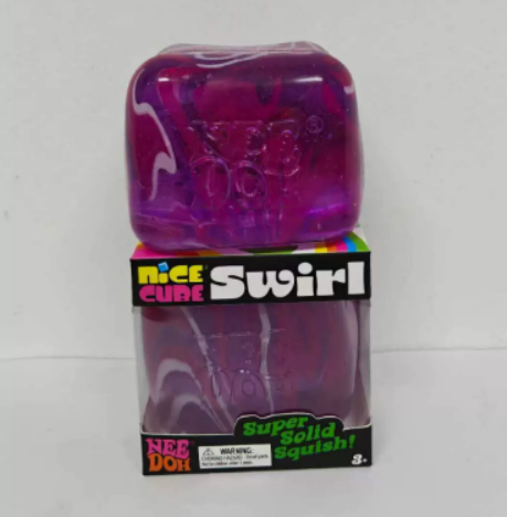 Nee Doh Nice Cube Swirl Fidget Toy Super Solid Squish Marbled Swirl Cube Slow Rebound Squeeze Sensory ASMR Stress Relief Toy