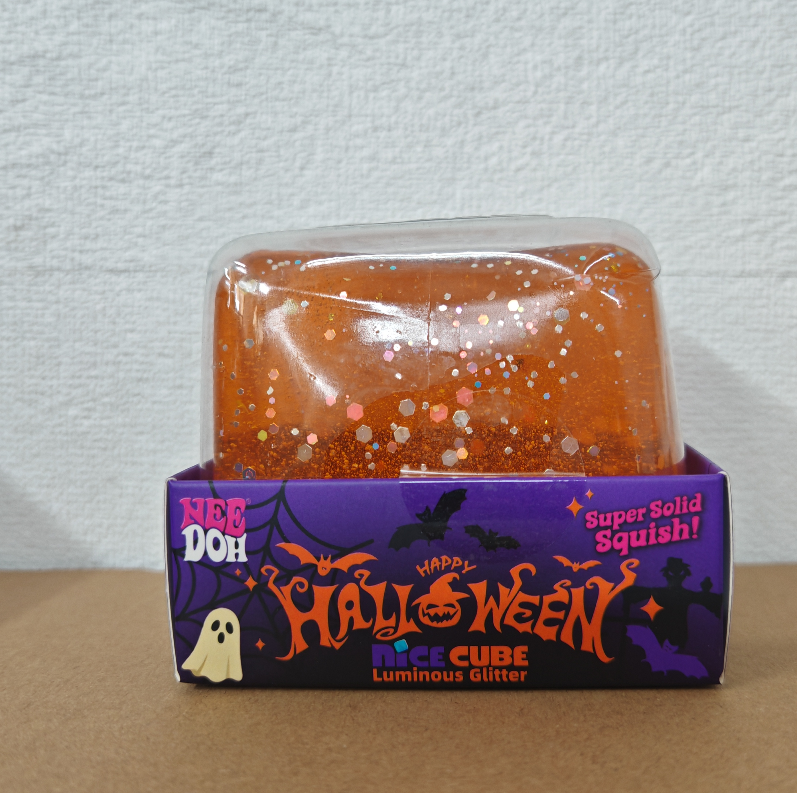 Large Halloween Nee Doh Nice Cube Luminous Glitter Fidget Toy Super Solid Squish Giant Slow Rebound Squeeze Sensory ASMR Stress Relief Toy
