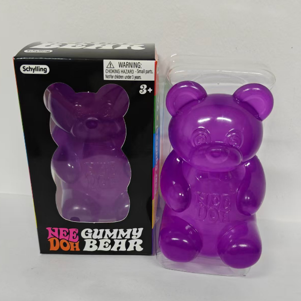 Nee Doh Gummy Bear Fidget Toy Super Solid Squish Transparent Gummy Bear Slow Rebound Squeeze Sensory ASMR Stress Relief Toy