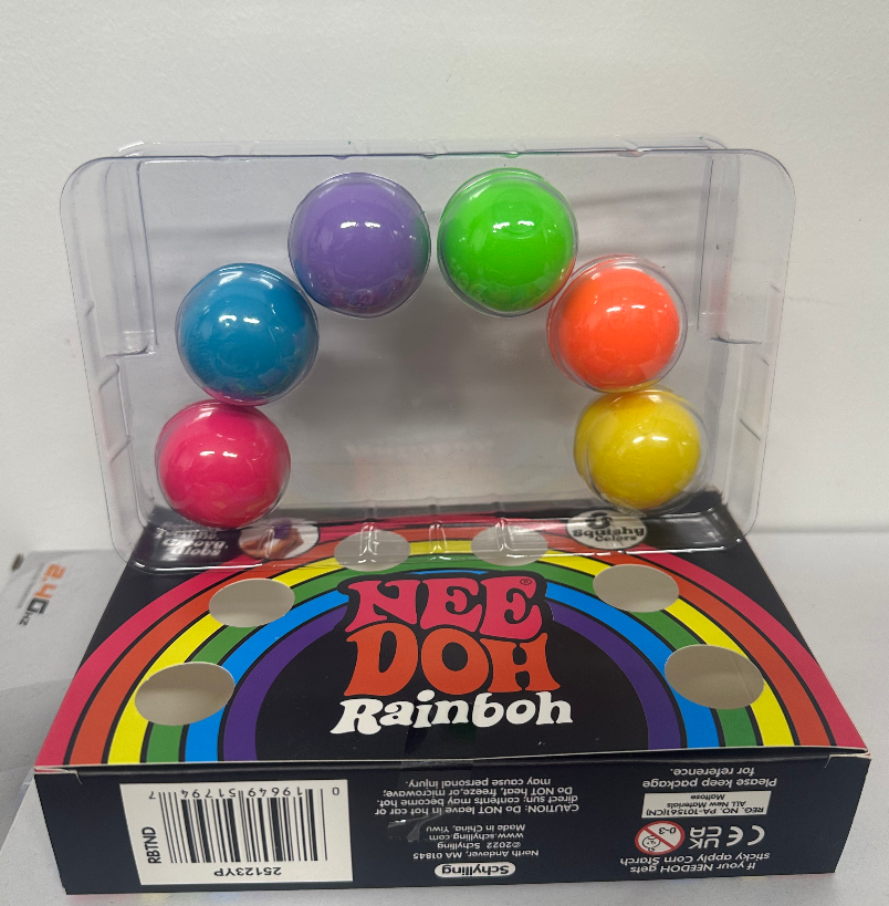 Nee Doh Rainboh 6 Pack Fidget Balls Set Rainbow Squeeze Balls Slow Rebound Sensory ASMR Stress Relief Toy