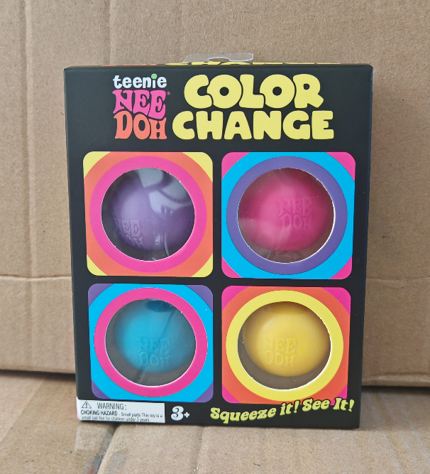 Teenie Nee Doh Color Change 4 Pack Fidget Balls Heat Activated Color Changing Squeeze Sensory ASMR Toy Set