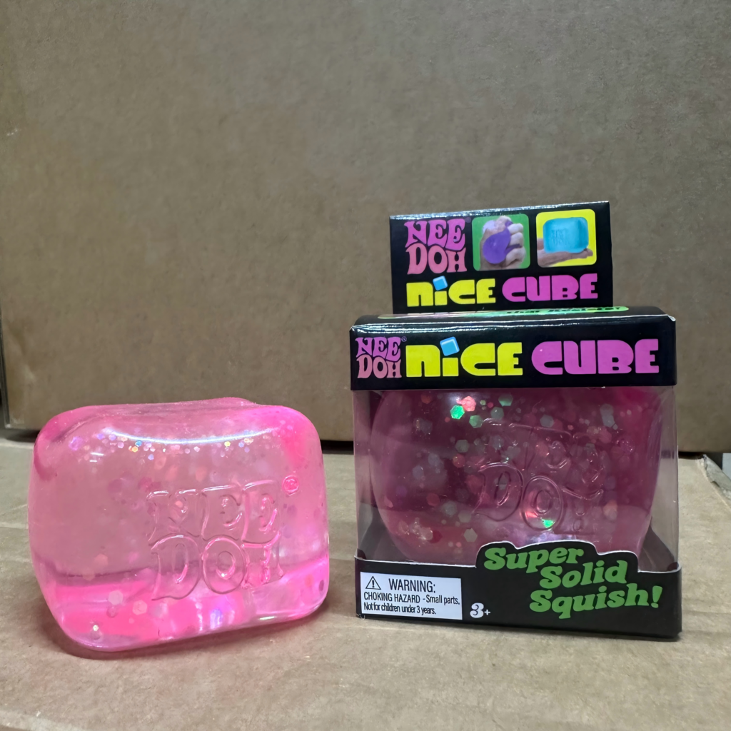 NeeDoh Nice Cube Confetti Super Solid Squish Fidget Toy Transparent Cube With Confetti Stress Relief Squeeze Sensory Toy For Kids