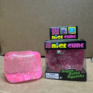 NeeDoh Nice Cube Confetti Super Solid Squish Fidget Toy Transparent Cube With Confetti Stress Relief Squeeze Sensory Toy For Kids