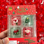Needoh Christmas Squishy Set 4 Pack Cute Snowman Santa Xmas Tree Wreath Stress Relief Fidget Toys Holiday Gift for Kids view 2