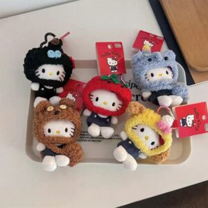 Cute headband Christmas kitty cat bag keychain pendant plush doll keychain small pendant figurine gift kitty