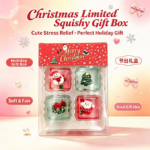 Needoh Christmas Squishy Set 4 Pack Cute Snowman Santa Xmas Tree Wreath Stress Relief Fidget Toys Holiday Gift for Kids view 3