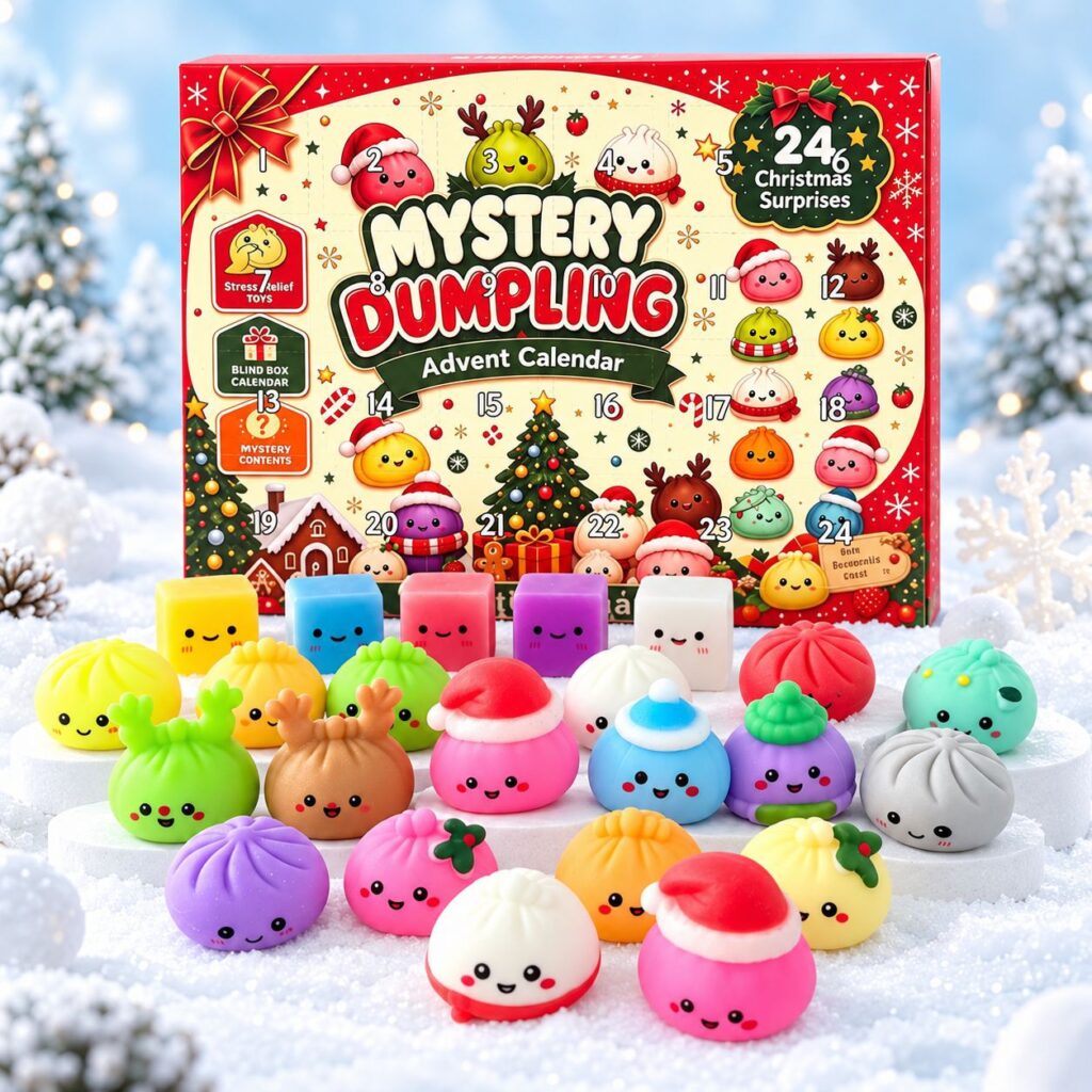 24day Countdown Blind Box, Christmas Toy, Dumpling Squeeze Toy Blind Box, Tear-off Calendar, Advent Calendar Box