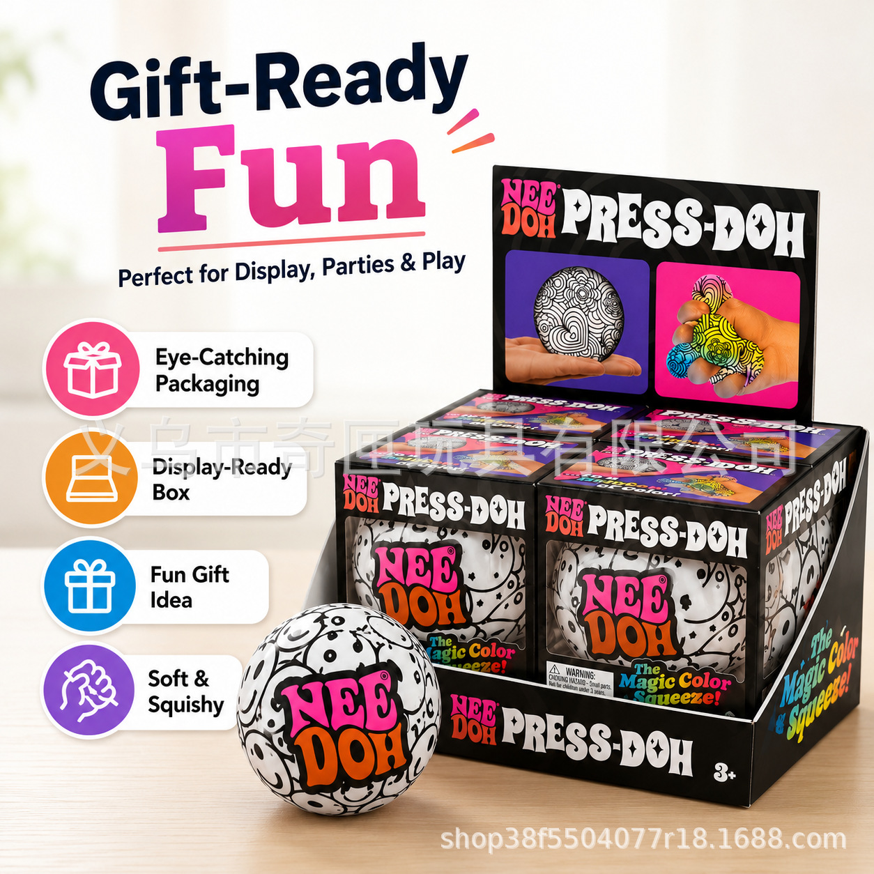 NeeDoh Happy Smiling Ball Flour Model Stress Relief Squeezing Toy for Relaxation