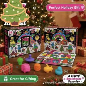The new Needoh 24-day countdown calendar blind box toy, "Mashing Fun" stress-relieving toy, is a Christmas gift.