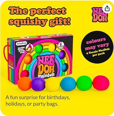 Best-selling stress-relieving toys: Needoh Rainbow Color Stress Relief Ball Playset - Mini Sensory Squeezing Toy Set