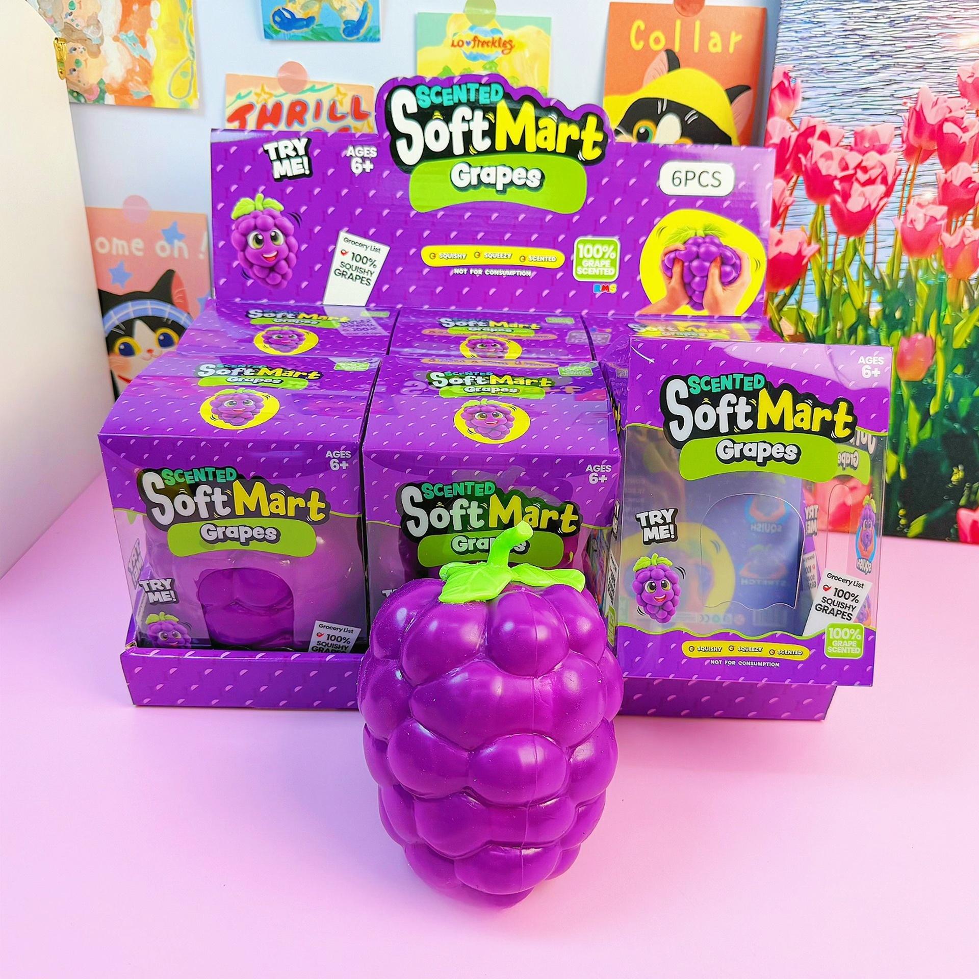 Oversized Grape Squishy Fidget Toy, Giant Scented Flour Filled Squishy Stress Relief Toy for Kids Adults