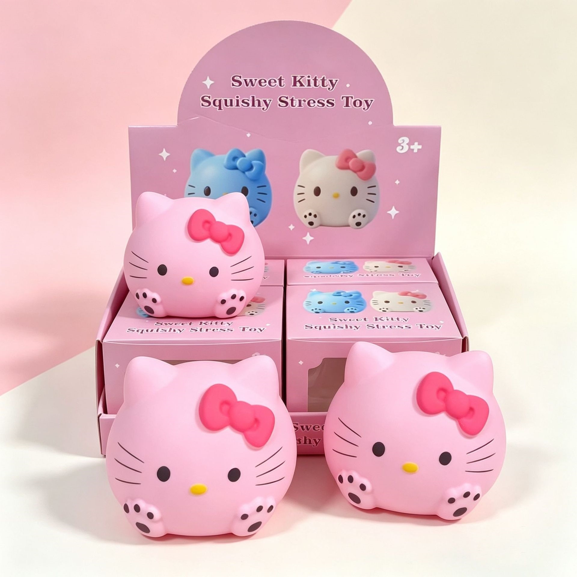 Cute Sweet Kitty Squishy Fidget Toy, Flour Filled Stress Relief Squeeze Toy for Kids Adults