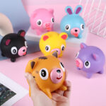 Decompression tongue-out doll squeeze toy stress relief toy sounding blue rabbit pink pig animal craft net celebrity hot item view 1