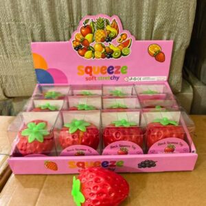 Strawberry Squishy Stress Ball, TPR Soft Squeeze Fidget Toy, Fruit Shaped Stress Relief Toy for Kids Adults