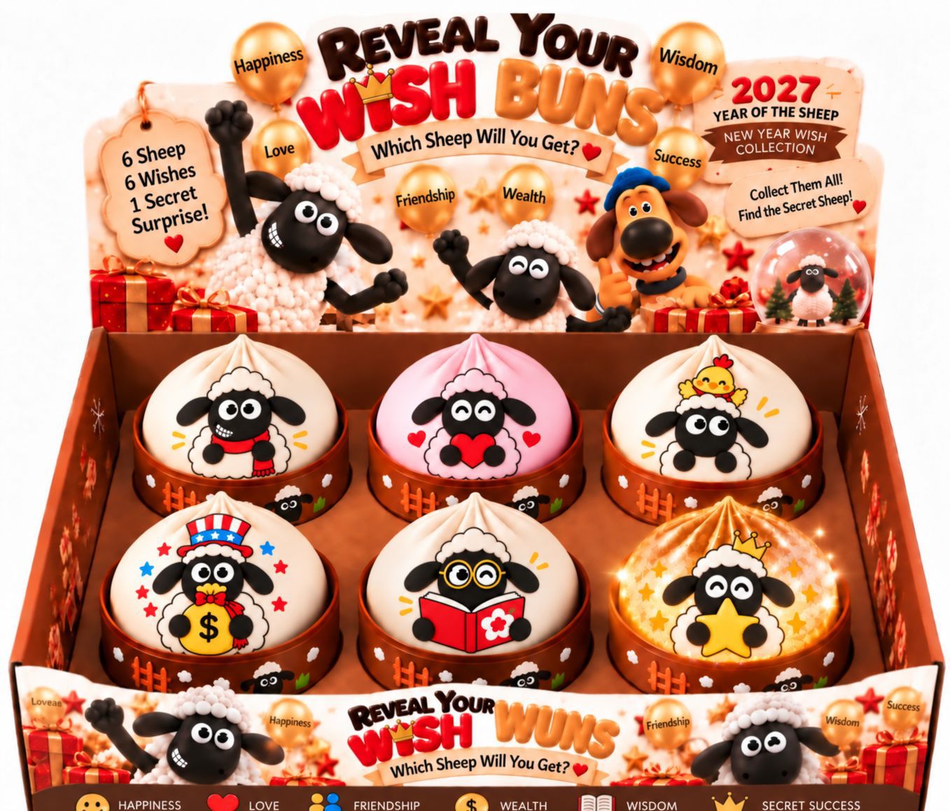 2027 New Year Wish Bun Blind Box Squishy Toy, Slow Rising Soft Squeeze Stress Relief Fidget Toy, Collectible Surprise Gift