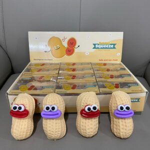 Funny Face Peanut Squeeze Fidget Toy, Block Mud Filled ASMR Squeezing Toy, Novelty Stress Relief Toy for Kids & Adults