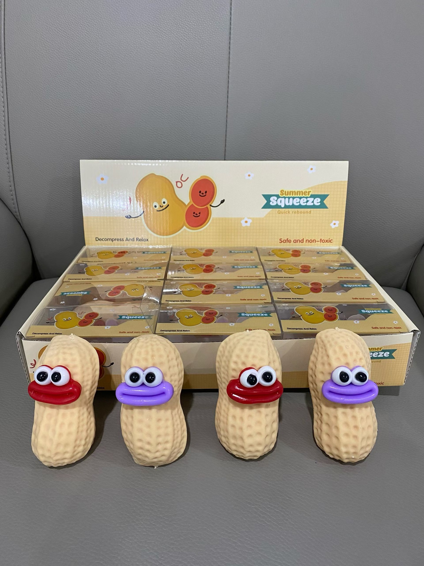 Funny Face Peanut Squeeze Fidget Toy, Block Mud Filled ASMR Squeezing Toy, Novelty Stress Relief Toy for Kids & Adults