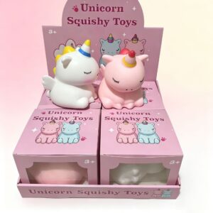 Cute Unicorn Squishy Fidget Toy, Flour Filled Stress Relief Squeeze Toy, White & Pink