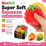 Needoh Triple-Packed Fruit Party Playset - A Fun Toy for Stress Relief with Slow Recovery Sensory Compression on Fingertips - Flour Powder view 3