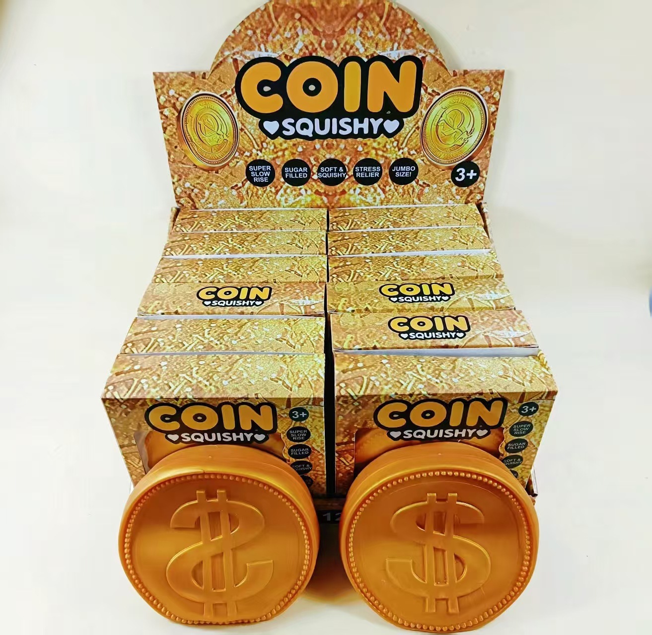 Jumbo Dollar Coin Squishy Fidget Toy, Large Flour Filled Money Coin Stress Relief Squeeze Toy