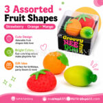Needoh Triple-Packed Fruit Party Playset - A Fun Toy for Stress Relief with Slow Recovery Sensory Compression on Fingertips - Flour Powder view 2