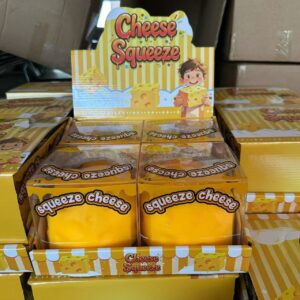 Cheese Block Squishy Fidget Toy, Flour Filled Stress Relief Squeeze Toy, Food Shape Novelty Toy