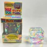 Needoh Holographic Rainbow Cube Squeeze Fidget Toy, Clear Glitter Gel Square Squish Toy, Shiny Sensory Stress Relief Decompression Gift view 1