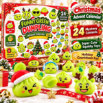Christmas Dumpling Advent Calendar 24 Days Surprise Grinch Dumpling Squishy Toy TPR Squeeze Stress Relief Fidget Toy Christmas Countdown Blind Box Gift for Kids view 2