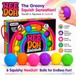 NeeDoh Rainboh Squish Ball 6 Pack Rainbow Soft Squeeze Stress Relief Fidget Ball Groovy Squish Sensory Toy for Kids Adults view 1