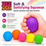 NeeDoh Rainboh Squish Ball 6 Pack Rainbow Soft Squeeze Stress Relief Fidget Ball Groovy Squish Sensory Toy for Kids Adults view 3