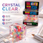 NeeDoh Nice Wow Cube Flake, Crystal Clear Squishy Cube with Colorful Floating Snowflake Flakes, Super Solid Squish, Sparkle Shimmer Stress Relief Sensory Fidget Toy for Kids Adults view 5