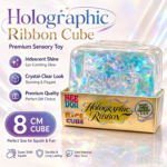NeeDoh 8cm Holographic Ribbon Cube Iridescent Shine Crystal Clear Squishy Cube Super Solid Squish Squeeze Stress Relief Sensory Fidget Toy view 2