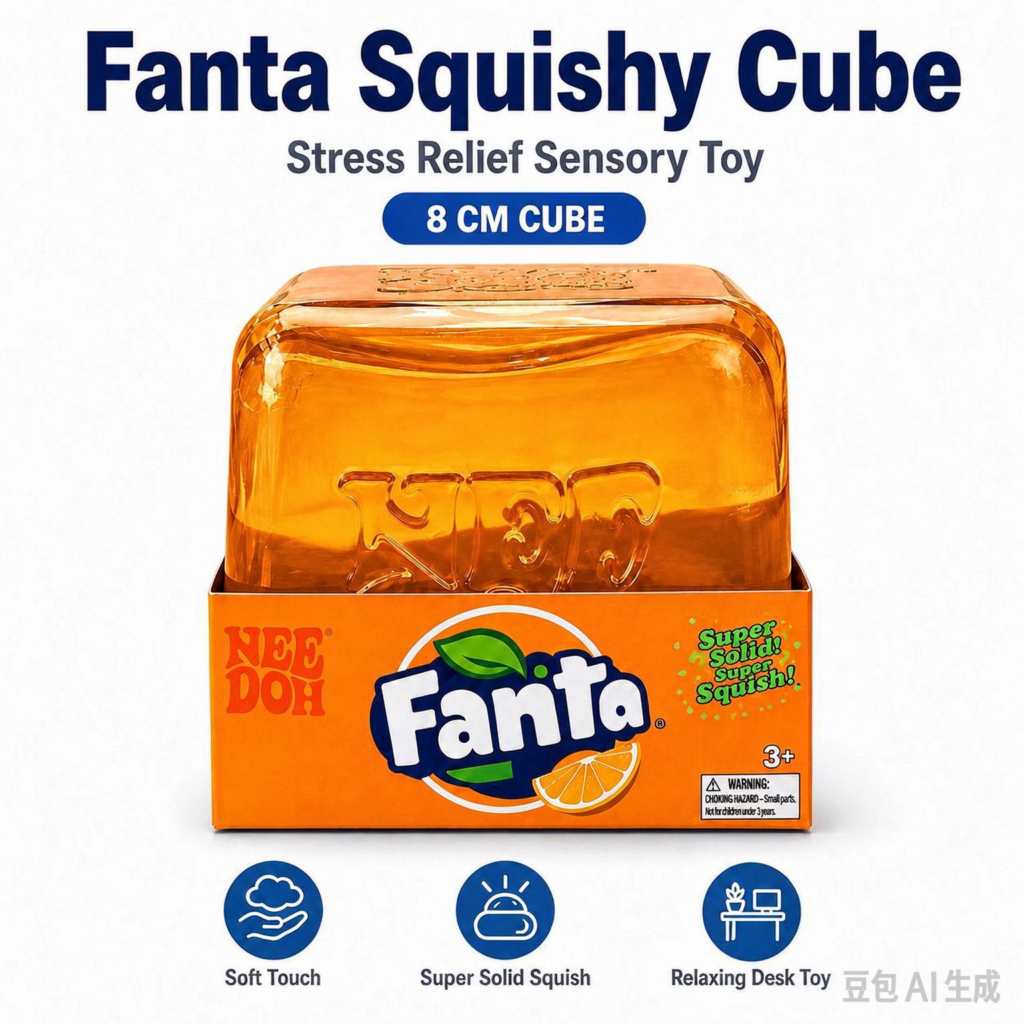 8cm Needoh Transparent Soda Drink Squishy Cube Super Solid Squish Stress Relief Squeeze Fidget Toy Desk Sensory Toy