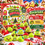 Christmas Dumpling Advent Calendar 24 Days Surprise Grinch Dumpling Squishy Toy TPR Squeeze Stress Relief Fidget Toy Christmas Countdown Blind Box Gift for Kids view 3