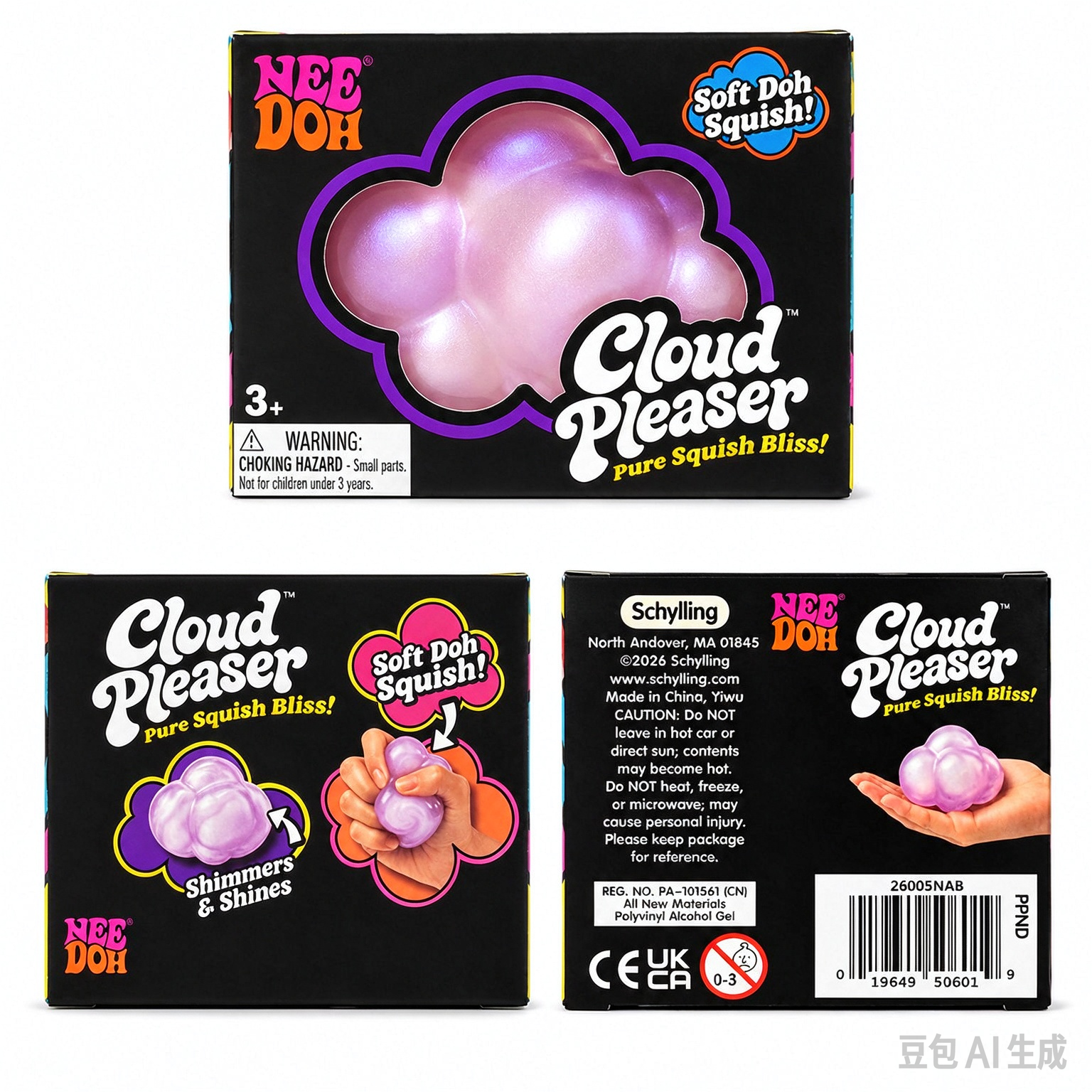 NeeDoh Cloud Pleaser Squishy Toy Cloud Shape Soft Doh Squeeze Fidget Toy Non-Toxic Stress Relief Sensory Toy for Anxiety ADHD
