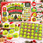 Christmas Dumpling Advent Calendar 24 Days Surprise Grinch Dumpling Squishy Toy TPR Squeeze Stress Relief Fidget Toy Christmas Countdown Blind Box Gift for Kids view 1