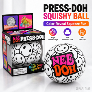 NeeDoh Press-Doh Squishy Ball Magic Color Reveal Smile Face Squeeze Toy Slow Rise Soft Feel Stress Relief Sensory Fidget Toy