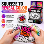 NeeDoh Press-Doh Squishy Ball Magic Color Reveal Smile Face Squeeze Toy Slow Rise Soft Feel Stress Relief Sensory Fidget Toy view 3