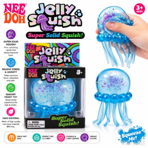 NeeDoh Jelly Squish Jellyfish Squeeze Toy Glitter Filled Transparent Jellyfish Squishy Super Solid Squish Stress Relief Sensory Fidget Toy
